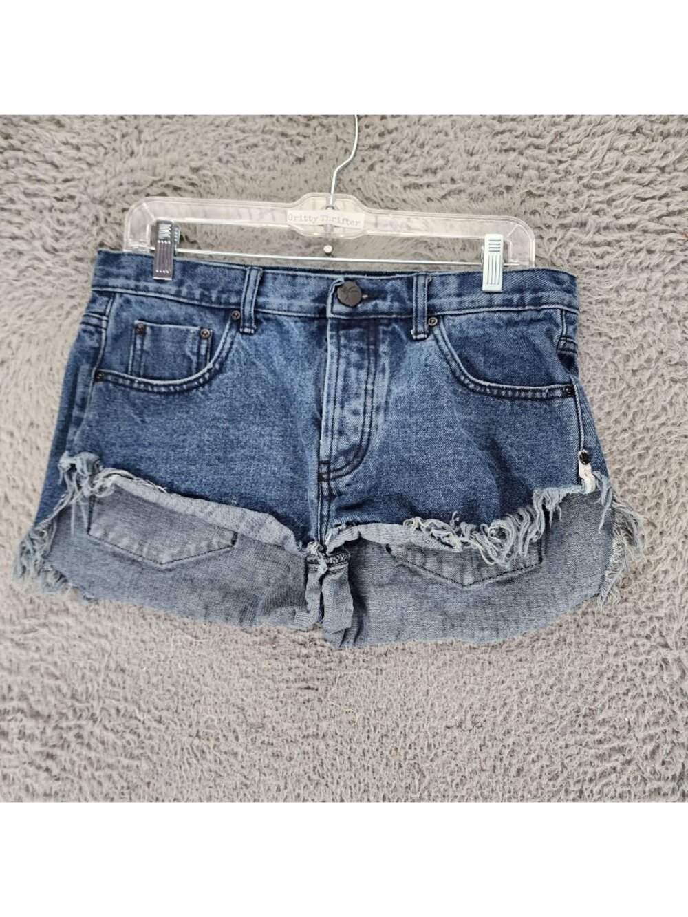 One Teaspoon Shorts Womens 28 Blue Cotton Button Fly Denim Jean Jorts *Read*